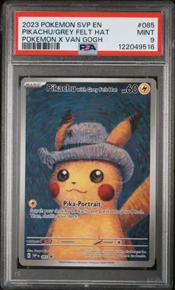 Pokemon Promo SVP #085 Pikachu Grey Felt Hat x Van Gogh PSA 9 - Image 1
