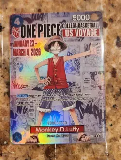 One Piece Monkey D. Luffy US College Basketball Card Illinois Sealed - Image 1