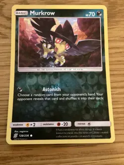 Murkrow Pokemon Card 128/236 Reverse Holo- Used -Sun & Moon-Unified Minds - Image 1