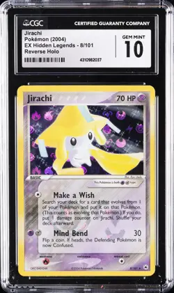 2004 POKEMON EX HIDDEN LEGENDS REVERSE HOLO #8 JIRACHI CGC 10 GEM MINT - Image 1