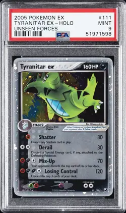 2005 POKEMON EX UNSEEN FORCES #111 TYRANITAR EX-HOLO PSA 9 - Image 1