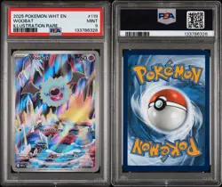 2025 POKEMON WHT EN-WHITE FLARE ILLUSTRATION RARE #119 WOOBAT PSA 9 - Image 3
