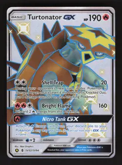 Turtonator GX SV52/SV94 Pokemon Hidden Fates Holo Full Art Card - Image 1