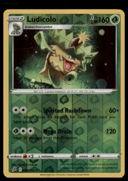 Pokemon - Ludicolo SWSH02: Rebel Clash #009/192 - Reverse Holo NM - Image 1