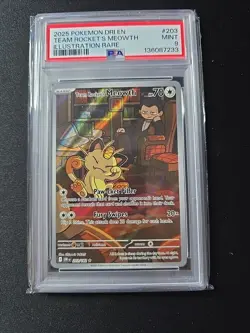 2025 POKEMON DRI EN-DESTINED RIVALS #203 TEAM ROCKET'S MEOWTH PSA 9 - Image 1