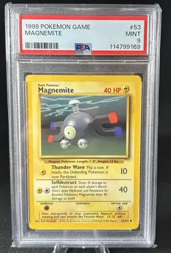 1999 PSA 9 Magnemite #53 Common WOTC Pokemon Game Base Set - Image 1