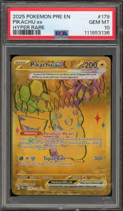 Pokemon Pikachu ex Prismatic Evolutions Hyper Rare #179 PSA 10 Gem Mint - Image 1