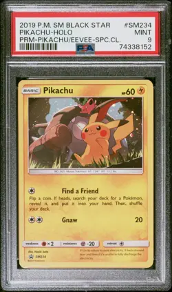 2019 Pokemon SM Black Star Promo #SM234 Pikachu Holo PSA 9 Mint - Image 1
