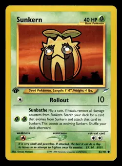 Sunkern 83/105 1st Edition Neo Destiny Pokemon Card - 1 - Image 1