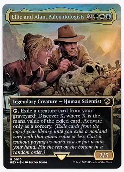 MTG Ellie and Alan, Paleontologists (Borderless Foil) Jurassic World M/NM x1 - Image 1
