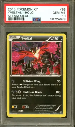 PSA 10 - Yveltal #65 Pokemon XY Steam Siege - Holo - Image 1