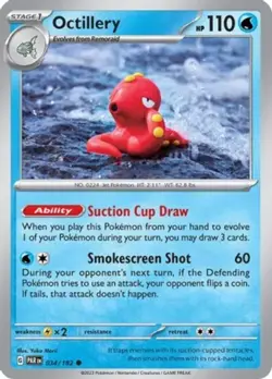 Pokemon Octillery - 034/182 - Common - Reverse Holo NM-Mint Paradox Rift - Image 1