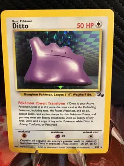 Ditto Holo Fossil 3/62 LP+ Vintage WOTC Pokemon Card - Image 1