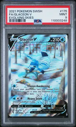 2021 POKEMON SWORD & SHIELD EVOLVING SKIES #175 FULL ART/GLACEON V PSA 9 - Image 1