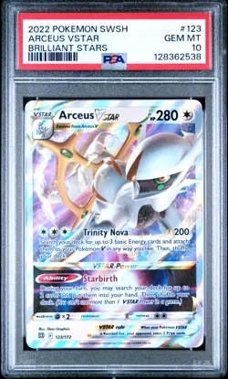 2022 POKEMON SWORD & SHIELD BRILLIANT STARS #123 ARCEUS VSTAR PSA 10 - Image 1