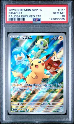 2023 Pokemon Scarlet & Violet Black Star Promo Pikachu PSA 10 #027 - Image 1