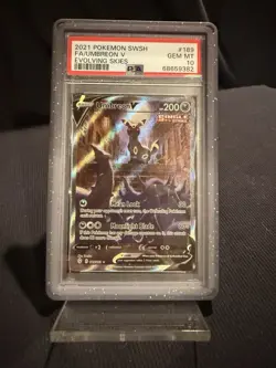 Pokemon TCG Umbreon V Evolving Skies Holo Ultra Rare Card 189/203 PSA 10 GEM MT - Image 1