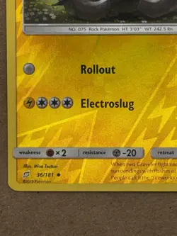 Alolan Graveler 26/181 Pokemon TCG Reverse Holo Sun & Moon NM - Image 4