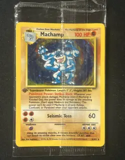 1999 Pokemon Machamp 1st Edition HOLO SHADOWLESS 8/102 RARE *FACTORY SEALED* - Image 1