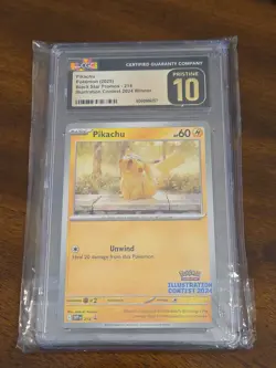 CGC Pristine 10 Pikachu Pokemon Card #214 Black Star Promo Illustration Contest - Image 1