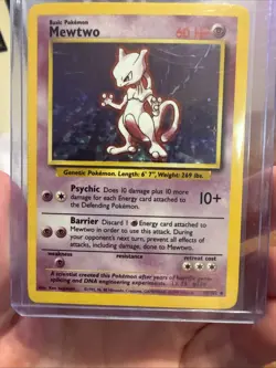 Pokemon TCG Mewtwo Holo Rare Card Base Set 10/102 Vintage Unlimited LP - Image 1