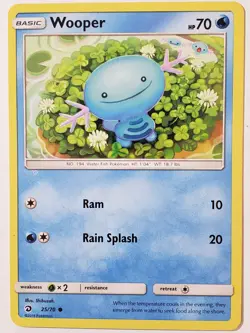 Wooper 25/70 VLP - Dragon Majesty Sun Moon Pokemon Card - Shibuzoh Art - Image 1