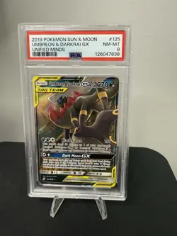2019 Pokemon Umbreon & Darkrai GX Tag Team #125 PSA 8 NM-MT Unified Minds - Image 1