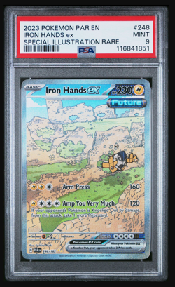 Pokemon PSA Mint 9 Iron Hands ex Paradox Rift 248/182 Special Illustration Rare - Image 1