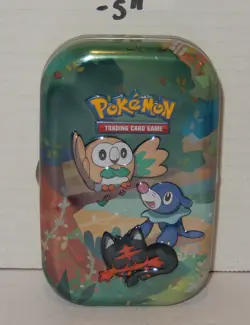 Pokemon 2021 TCG Trading Card Game Celebrations Rowlet Litten Popplio Tin EMPTY - Image 1