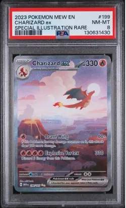 2023 Pokemon 151 Charizard ex #199 Special Illustration Rare SIR PSA 8 NM-MT - Image 1