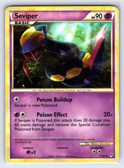 Seviper 51/95 2011 Call of Legends Set Pokemon Card Uncommon - Lp/Mp - Image 1