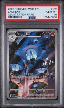2025 POKEMON WHT EN-WHITE FLARE ILLUSTRATION RARE #102 LAMPENT PSA 10 - Image 1