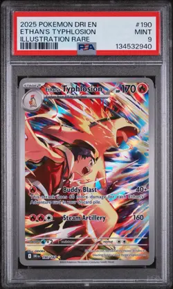 POKEMON 2025 DESTINED RIVALS ETHAN'S TYPHLOSION ILLUSTRATION RARE 190 PSA 9 TCG - Image 1