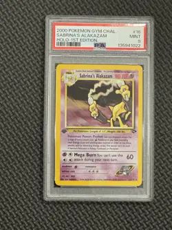 2000 Pokemon Gym Heroes Holo Rare Sabrina’s Alakazam First Edition 16/132 PSA 9 - Image 1