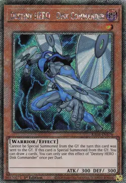 Yugioh Destiny Hero Disk Commander RA03-EN176 - Platinum Secret Rare - Image 1