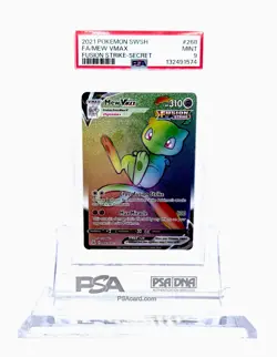 Pokemon Mew VMAX 2021 Fusion Strike Rainbow Secret Rare Card 268/264 PSA Mint 9 - Image 1