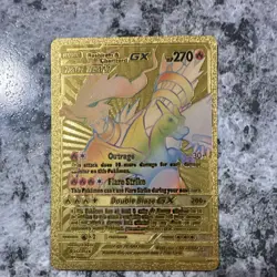 Gold Pokemon Reshiram & Charizard GX Tag Team Secret Rare Holo Card 2019 - Image 1