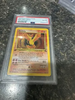 Vintage 1999 Moltres #12 PSA 6 – 1st Edition Fossil WotC Holo Rare Pokemon Card - Image 1
