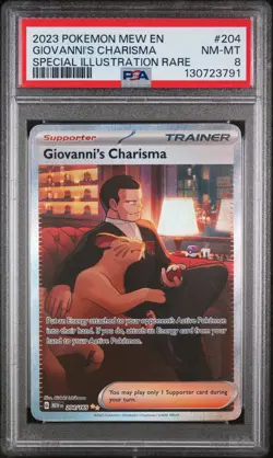 Giovanni's Charisma Special Illustration Rare Pokemon Mew En-151 204/165 PSA 8 - Image 1