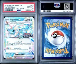 2025 POKEMON PRE EN-PRISMATIC EVOLUTIONS #023 VAPOREON EX RARE PSA 10 - Image 3