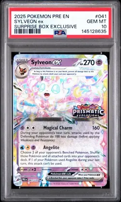 2025 POKEMON PRISMATIC EVOLUTIONS SURPRISE BOX EXCLUSIVE #041 SYLVEON EX PSA 10 - Image 1