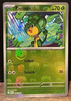 Pansage 004/086 Master Ball Reverse Holo NM - Pokemon TCG Black Bolt - Image 1