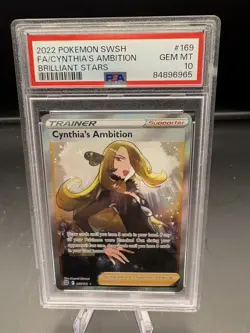 2022 Pokemon SWSH FA/CYNTHIA'S AMBITION BRILLIANT STARS GEM MT PSA 10 #169 - Image 1