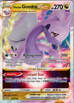 Hisuian Goodra VSTAR 136/196 SWSH11: Lost Origin Holo Pokemon TCG NM - Image 1