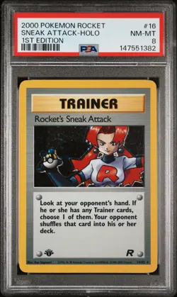 2000 POKEMON ROCKET 16 ROCKET'S SNEAK ATTACK-HOLO 1ST EDITION PSA 8 - Image 1
