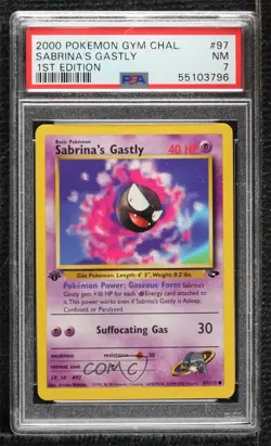 Sabrina's Gastly 1st Ed. Pokemon Gym Challenge PSA 7 2000 - Image 1