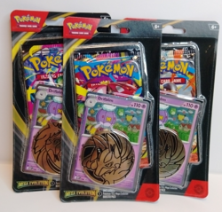 Pokemon Mega Evolution Booster 3 Pack Lot Sealed Blister Drifblim Promo & Coin - Image 1