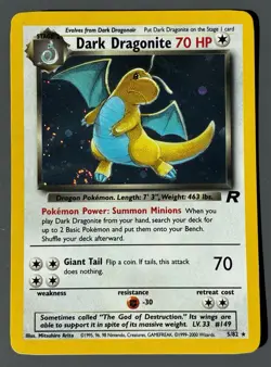 Dark Dragonite 5/82 - Team Rocket - Holo Pokemon TCG Card MP+/LP- SWIRL - Image 1