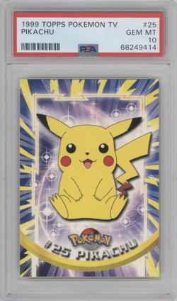 PSA 10 GEM MINT 1999 TOPPS POKEMON TV #25 PIKACHU TRADING CARD - Image 1