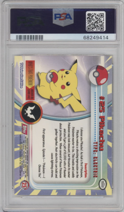 PSA 10 GEM MINT 1999 TOPPS POKEMON TV #25 PIKACHU TRADING CARD - Image 2